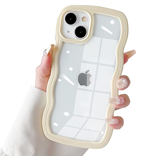 SmoBea für iPhone 14/iPhone 13 Hülle, Damen Nette Transparente große Welle Handyhülle, Schön Große Welle Wave Formen [PC Material Rand] Kratzfest, Stoßfest, Transparente handyhülle(Yellow). von SmoBea