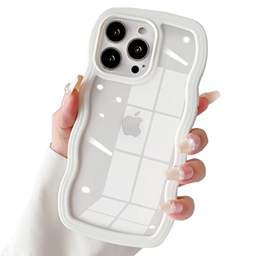 SmoBea für iPhone 14 Pro Hülle, Damen Nette Transparente große Welle Handyhülle, Schön Große Welle Wave Formen [PC Material Rand] Kratzfest, Stoßfest, Transparente handyhülle(White). von SmoBea