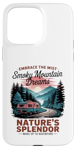 Great Smoky Mountains Camping Hülle für iPhone 15 Pro Max von Smoky Mountains - Hike the Fog - Embrace the Wild