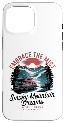 Great Smoky Mountains Camping - Retro National Parks Hülle für iPhone 16 Pro Max von Smoky Mountains - Hike the Fog - Embrace the Wild