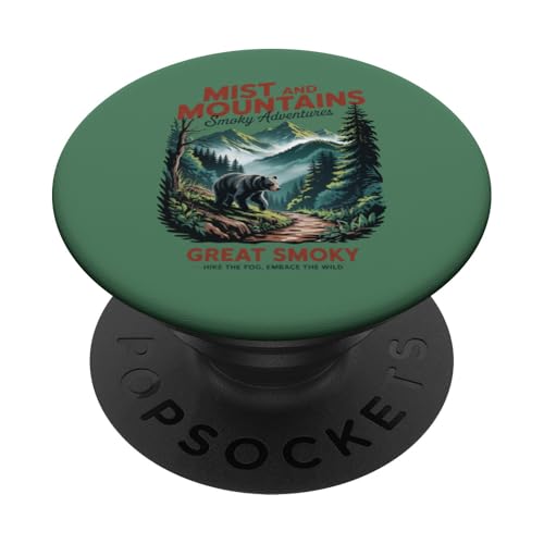 Patriotischer großer rauchiger Schwarzbär – Smoky Mountains PopSockets Klebender PopGrip Patriotischer großer rauchiger Schwarzbär – Smoky Mountains PopSockets Klebender PopGrip von Smoky Mountains - Hike the Fog - Embrace the Wild