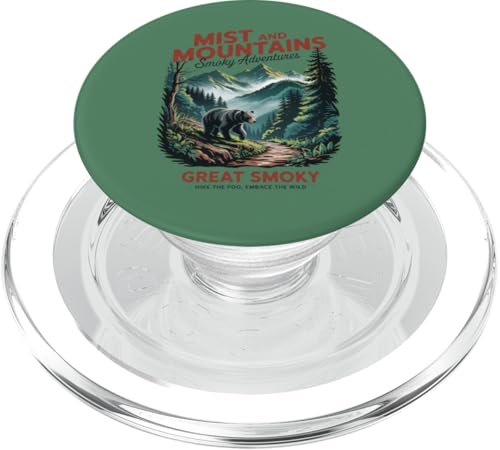 Patriotischer großer rauchiger Schwarzbär – Smoky Mountains PopSockets PopGrip für MagSafe von Smoky Mountains - Hike the Fog - Embrace the Wild