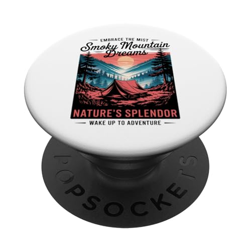 Smokies — Vintage-Camping im Freien, Smoky Mountains PopSockets Klebender PopGrip von Smoky Mountains - Hike the Fog - Embrace the Wild