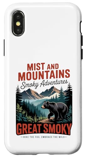 Smoky Mountains Retro Wandern Hülle für iPhone X/XS von Smoky Mountains - Hike the Fog - Embrace the Wild