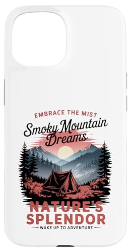 Vintage-Camping im Freien Smoky Mountains Hülle für iPhone 15 von Smoky Mountains - Hike the Fog - Embrace the Wild