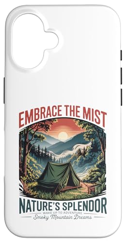 Wandern Sie durch die Smokies — Vintage-Camping im Freien in den Smoky Mountains Hülle für iPhone 16 von Smoky Mountains - Hike the Fog - Embrace the Wild