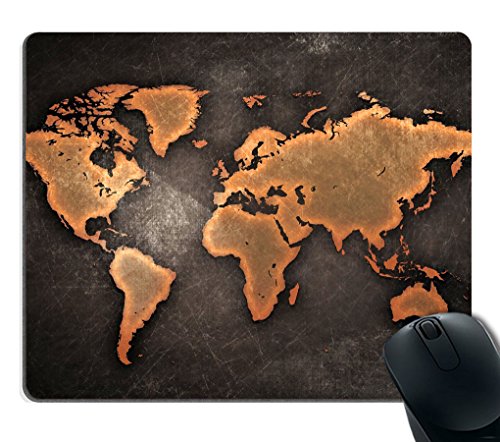 Mousepad mit Landkarte, Weltkarte, Vintage-Design, Schwarz, antike großes Mauspad von Smooffly