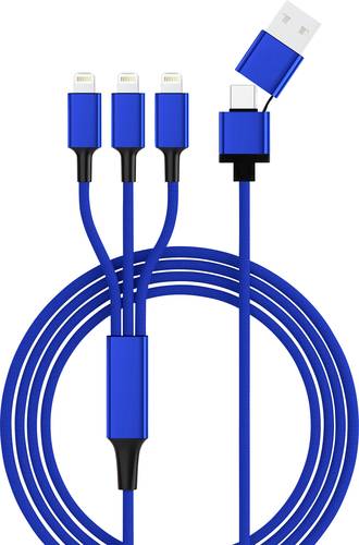 Smrter USB-Ladekabel USB 2.0 USB-A Stecker, USB-C® Stecker, Apple Lightning Stecker 1.20m Blau SMRT von Smrter