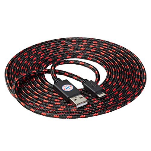 snakebyte FCB Micro USB Ladekabel 3 Meter - Offiziell lizenziertes FC Bayern München Micro USB Kabel / Nutzung für Smartphone, Handy, Tablet, Controller, PS4, Xbox, Computer, Laptop, uvm. / FCB Design von Snakebyte