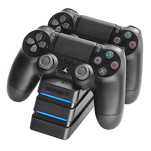 snakebyte PS4 TWIN:CHARGE 4 – schwarz – Ladestation für PlayStation 4/ PS4 Slim / PS4 Pro Dualshock 4 Controller, Docking Station für 2 Gamepads inkl. MICRO USB Kabel, LED-Ladezustandanzeige von Snakebyte