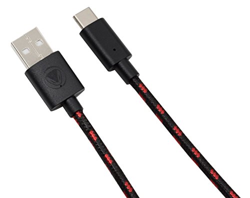 snakebyte Switch USB CHARGE:CABLE - rot/schwarz - 3m Kabellänge, USB Type-C Ladekabel für Nintendo Switch, Smartphones, Controller und Gamepads, robustes Mesh-Kabel von Snakebyte