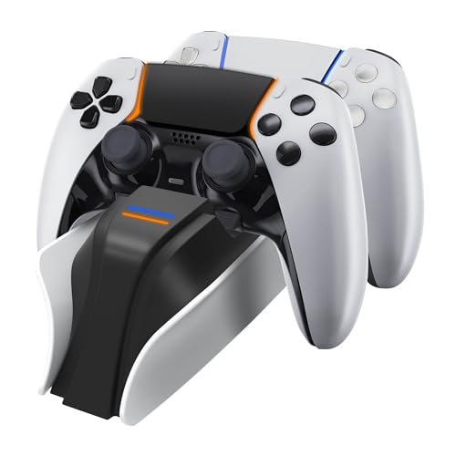 snakebyte Twin:Charge 5 - schwarz - Ladestation für 2X Playstation 5 DualSense Controller, 2 Std. Schnellladung für Wireless Controller, Type-C Kabel, LED-Ladestatusanzeige, PS5 Design von Snakebyte