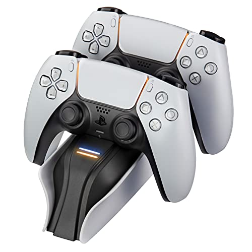 snakebyte Twin:Charge 5 - schwarz - Ladestation für 2X Playstation 5 DualSense Controller, 2 Std. Schnellladung für Wireless Controller, Type-C Kabel, LED-Ladestatusanzeige, PS5 Design von Snakebyte