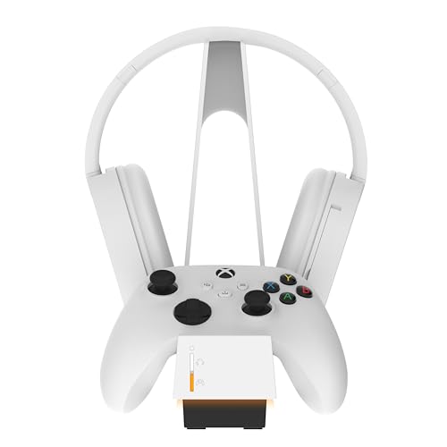 snakebyte Xbox Controller & Headset Ladestation - offiziell lizenziert, 2Std. Schnellladung für Xbox Series X|S/One Controller & Wirelles Headsets, inkl. Controller Akku, 5 Jahre Garantie (Weiß) von Snakebyte