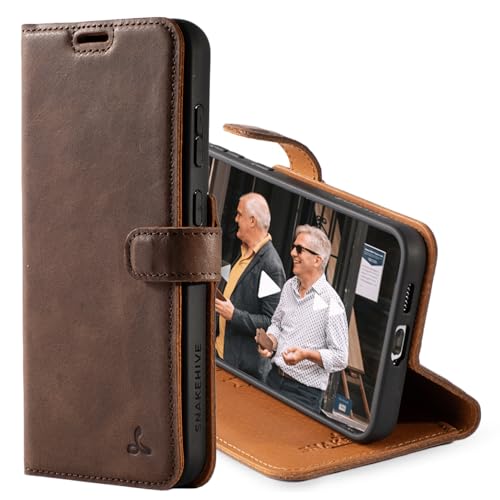 Snakehive Lederhülle für Samsung Galaxy S25 Plus - Vintage Handyhülle mit Standfunktion und KartenfäChern - Schutzhülle Handgefertigt in der EU aus Hochwertigem Echtleder (Braun) von Snakehive