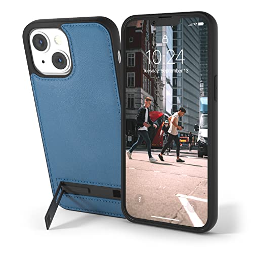 Snakehive Metro Leather Case for Apple iPhone 13 || Real Leather Phone Case with Stand || Genuine Leather & MagSafe Compatible Leather Cover with Kickstand (Blau) von Snakehive