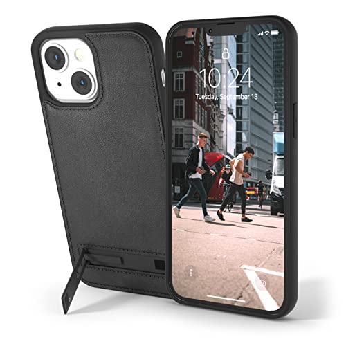 Snakehive Metro Lederhülle für Apple iPhone 13 || Echtleder Handyhülle mit Standfunktion || Echtleder & MagSafe kompatible Lederhülle mit Standfunktion (Schwarz) von Snakehive
