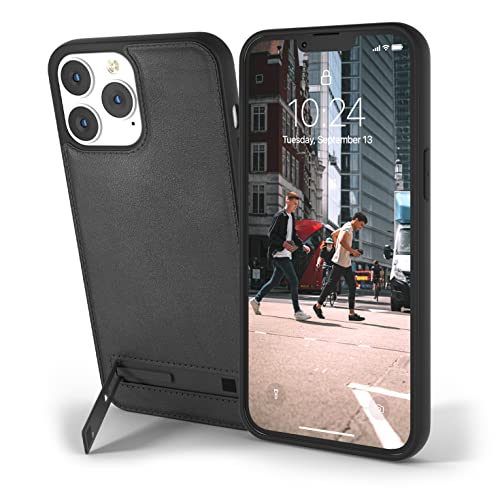 Snakehive Metro Lederhülle für Apple iPhone 13 Pro Max || Echtleder Handyhülle mit Standfunktion || Echtleder & MagSafe kompatible Lederhülle mit Standfunktion (Schwarz) von Snakehive