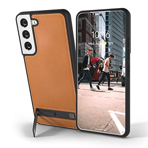 Snakehive Metro Lederhülle für Samsung Galaxy S22 Plus || Echtleder Handyhülle mit Standfunktion || Echtleder & Kabelloses Laden kompatible Lederhülle mit Standfunktion (Braun) von Snakehive
