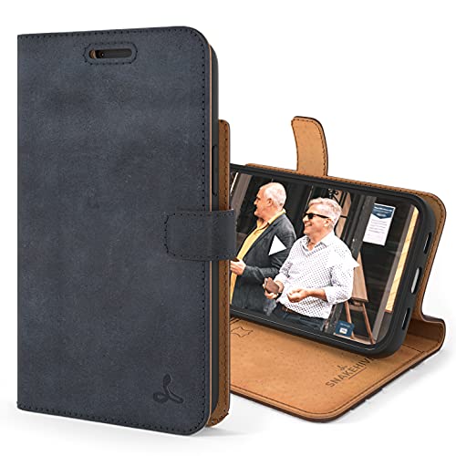 Snakehive iPhone 13 Pro Hülle Leder | Stylische Handyhülle mit Kartenhalter & Standfuß | Handyhülle Schutzhülle & Lederhülle Kompatibel mit Apple iPhone 13 Pro - Blau von Snakehive