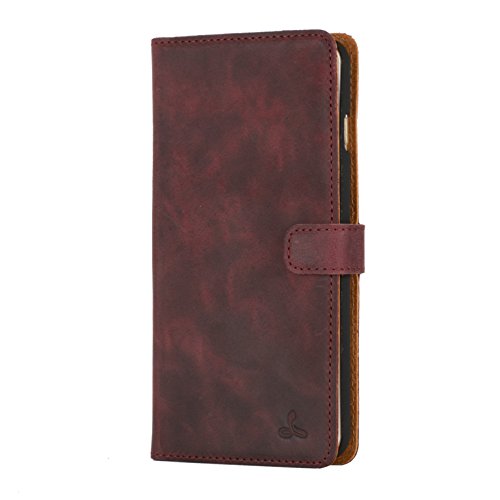 Snakehive iPhone 6S Plus / 6 Plus Schutzhülle/Klapphülle echt Leder Kartenfach mit Standfunktion, Handmade in Europa Bye iPhone 6S Plus / 6 Plus (Lila) von Snakehive