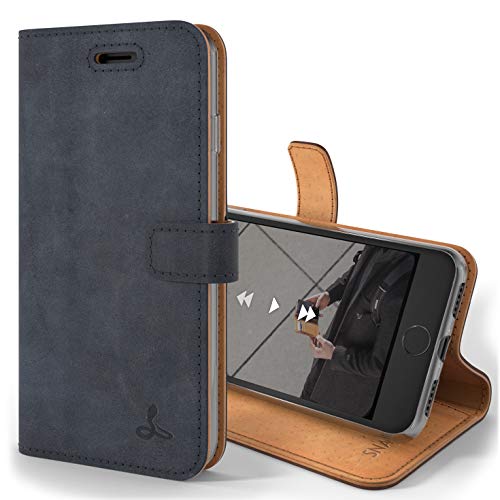 Snakehive iPhone 8 Hülle Leder | Stylische Handyhülle mit Kartenhalter & Standfuß | Handyhülle Schutzhülle & Lederhülle Kompatibel mit Apple iPhone 8 - Marine Blau von Snakehive