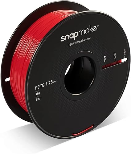 Snapmaker PETG 3D-Drucker Filament 1,75 mm, 1 kg Spule (2,2 lbs) - Maßhaltigkeit +/- 0,03 mm, passend für die meisten FDM-Drucker (rot) von Snapmaker