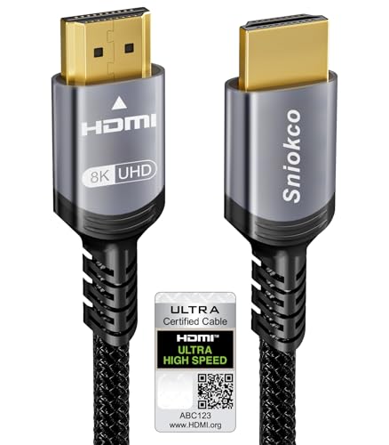 Sniokco 2024 Neuestes 10K 8K 4K HDMI 2.1 Kabel 3Meter, Zertifiziertes 48Gbps Ultra High Speed Geflochtenes HDMI-Kabel, Unterstützt Dynamisches HDR eARC Dolby Atmos, 8K@60Hz, HDCP 2.2 2.3, HDTV-Monitor von Sniokco