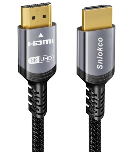 Sniokco 2024 Neuestes 8K 4K HDMI 2.1 Kabel 10Meter, 48Gbps Ultra High Speed Geflochtenes HDMI-Kabel, Unterstützt Dynamisches HDR eARC Dolby Atmos 8K@60Hz, HDCP 2.2 2.3, HDTV-Monitor von Sniokco