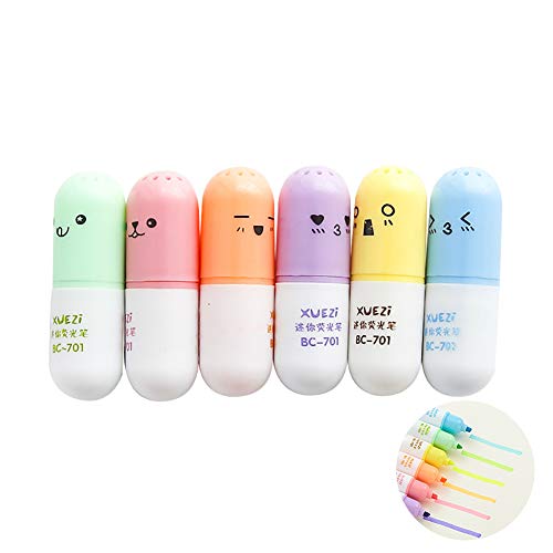 Snner 6Pcs Cute Mini Pill Shape Highlighter Pens - Blau, Rot, Orange, Gelb, Lila, Pink - Kugelschreiber - Tragbare Schreiben - Netter Markierungs-Feder-Briefpapier - Für Heim-Schule-Büro Snner 6Pcs Cute Mini Pill Shape Highlighter Pens - Blau, Rot, Orange, Gelb, Lila, Pink - Kugelschreiber - Tragbare Schreiben - Netter Markierungs-Feder-Briefpapier - Für Heim-Schule-Büro von Snner