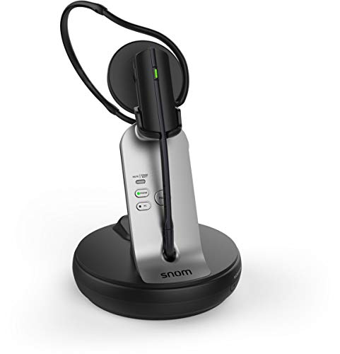 Snom A170 DECT-Headset (HD-Audioqualität, Rauschunterdrückung, 3 Tragevarianten, DECT mit großer Reichweite bis zu 50 m, Telefon und PC mit zwei Verbindungen), 00004387, Schwarz von Snom