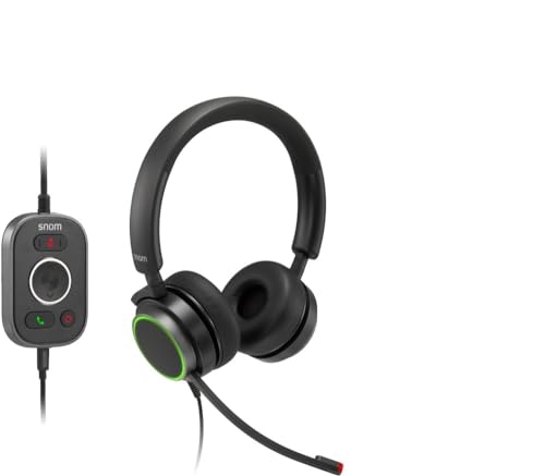 Snom A330D Kabelgebundenes Over-Ear-Headset - Headset Mit Mikrofon Kabellos, Kopfhörer Kabel, Gaming Headset Wireless Mit Mikrofon & Passiver Geräuschunterdrückung - Telefon 00004598 von Snom