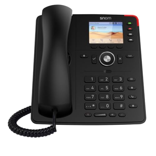 Snom D713 IP Telefon, SIP Tischtelefon (2,8" TFT-Farbdisplay 320 x 240 Pixel, 4 Programierbare Tasten LED, 6 SIP-Identitäten, 2 x Gigabit mit PoE, Extra RJ9 Headset port), Schwarz, 00004582 von Snom