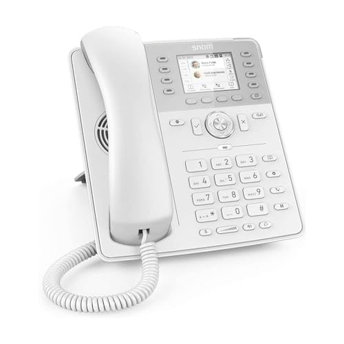 Snom D735 IP Telefon, SIP Tischtelefon ITSPA 2020 Award, hochauflösendes grafisches 2,7-Zoll-TFT-Display, 32 selbstbeschriftende Funktionstasten (8 physische), PoE, 2x Gigabit-Ethernet, Weiß, 00004396 von Snom