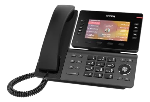 Snom D865 IP Telefon, SIP Tischtelefon, 5" IPS-Farbdisplay 1280 x 720 Pixel, 12 SIP-Identitäten, 10 Programmierbare Funktionstasten, WiFi NFC, Bluetooth, 3 Jahre Herstellergarantie, Schwarz, 00004536 von Snom