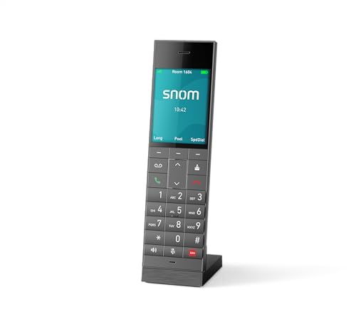 Snom HM2 Schnurloses DECT-Festnetztelefon - Elegantes IP-Mobilteil mit 2,8-Zoll-Farbdisplay, Antibakterieller OberfläChe, bis zu 7 h Gesprächszeit, PoE, Für HM201, Bis 4 Mobilteile Pro Basis von Snom