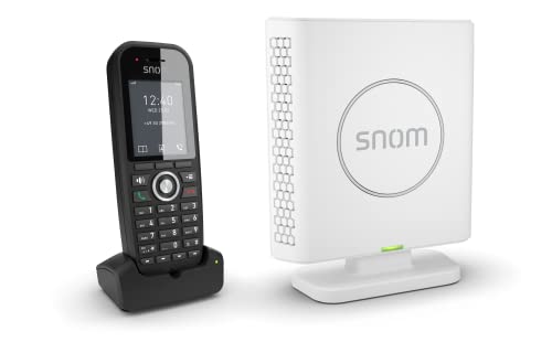 Snom M430 Singlecell IP-DECT Schnurlos Set, M30 DECT IP Telefon + M400 Basisstation, bis zu 20 Mobilteile, bis zu 10 parallele Anrufe, 3 Jahre Herstellergarantie, Schwarz, 00004589 von Snom