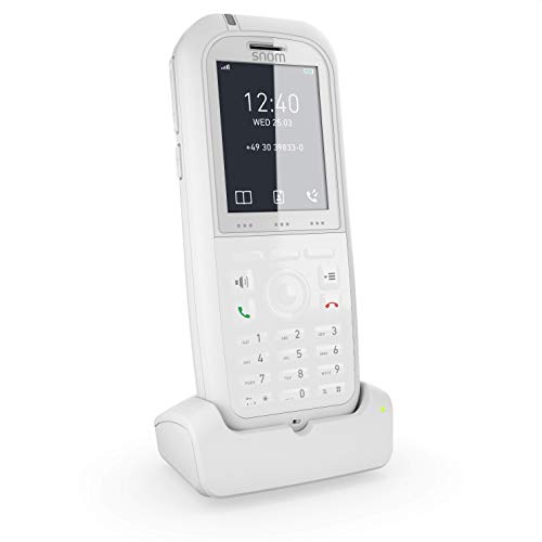 Snom M90 IP Office DECT Robustes und antibakterielles Mobilteil EU / USA, VoIP, SIP, Bluetooth, IP65, HD, Alarmschlüssel, HAC-konform, Vibration, Weiß, 00004425 von Snom