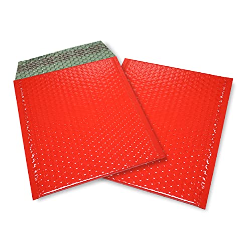 100 Stück farbige Luftpolstertaschen Format 170x235 mm, Luftpolster-Briefumschläge mit Selbstklebeverschluß, Snooploop Metallic Bubble Bags Kuvert Luftpolsterversandtaschen / A5 (rot) von Snooploops