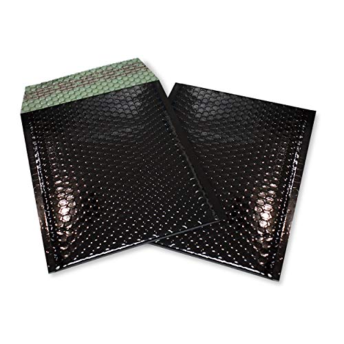 100 Stück farbige Luftpolstertaschen Format 170x235 mm, Luftpolster-Briefumschläge mit Selbstklebeverschluß, Snooploop Metallic Bubble Bags Kuvert Luftpolsterversandtaschen / A5 (schwarz) von Snooploops