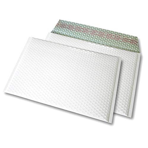 100 Stück farbige Luftpolstertaschen Format 325x235 mm, Luftpolster-Briefumschläge mit Selbstklebeverschluß, Snooploop Metallic Bubble Bags Kuvert Luftpolsterversandtaschen / A4 (weiss) von Snooploops