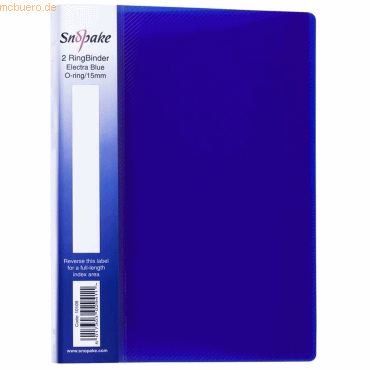 10 x Snopake Ringbuch A5 2 Ringe 15mm electra blau 10 x Snopake Ringbuch A5 2 Ringe 15mm electra blau von Snopake