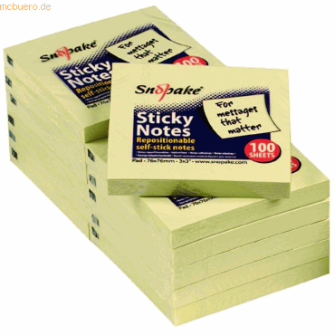 12 x Snopake Haftnotizen 76x76mm 100 Blatt gelb 12 x Snopake Haftnotizen 76x76mm 100 Blatt gelb von Snopake