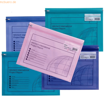 25 x Snopake Dokumententasche Zippa Bag 'S' A4 electra farbig sortiert von Snopake