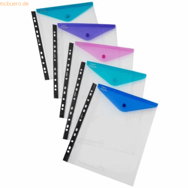 5 x Snopake Dokumentenhüllen A4 mit Abheftlochung und farbiger Klappe 5 x Snopake Dokumentenhüllen A4 mit Abheftlochung und farbiger Klappe von Snopake