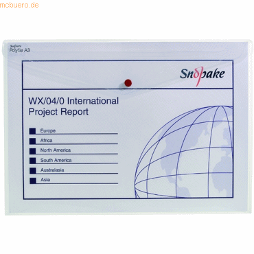 5 x Snopake Dokumententasche A3 farblos von Snopake