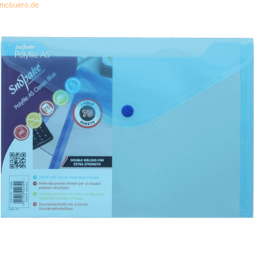 5 x Snopake Dokumententasche A5 blau 5 x Snopake Dokumententasche A5 blau von Snopake