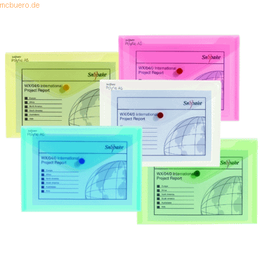 5 x Snopake Dokumententasche A5 classic farbig sortiert von Snopake