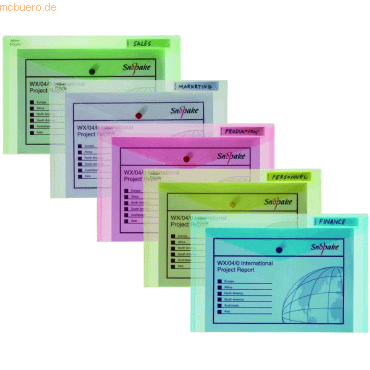 5 x Snopake Dokumententasche Foolscap 35,5x24cm classic farbig sortier 5 x Snopake Dokumententasche Foolscap 35,5x24cm classic farbig sortier von Snopake