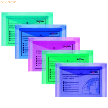 5 x Snopake Dokumententasche Foolscap 35,5x24cm electra farbig sortier 5 x Snopake Dokumententasche Foolscap 35,5x24cm electra farbig sortier von Snopake